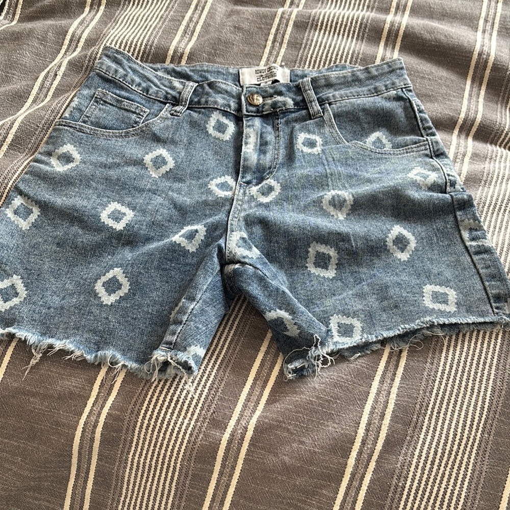 Denim Blue Patterned Women's Shorts